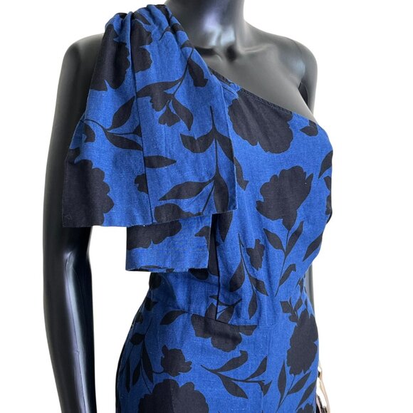 Kate Spade New York x Target Blue Floral One-Shoulder Linen Jumpsuit NWT Size 10 - Picture 6 of 13